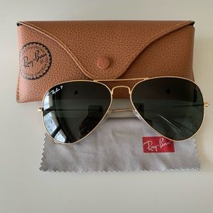 Ray-Ban Aviator Metal, Polarized, Gold w Green lenses